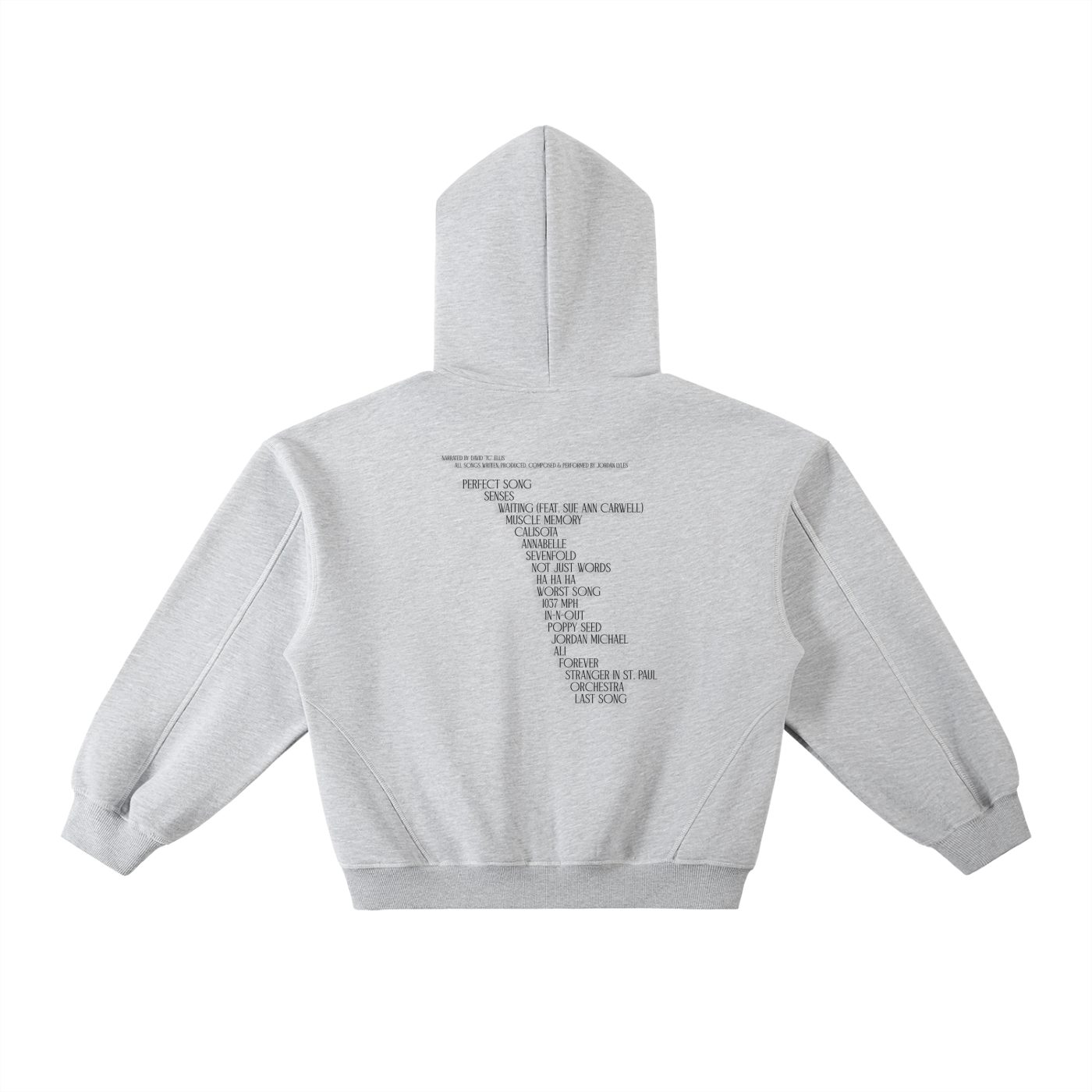 Orchestra Grey Contrast-Stitched Boxy Fleece Hoodie