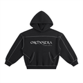 Orchestra Black Contrast-Stitched Boxy Fleece Hoodie