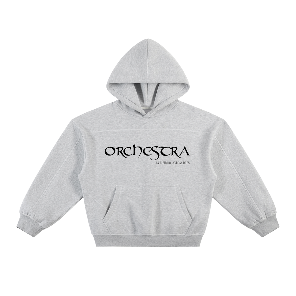 Orchestra Grey Contrast-Stitched Boxy Fleece Hoodie