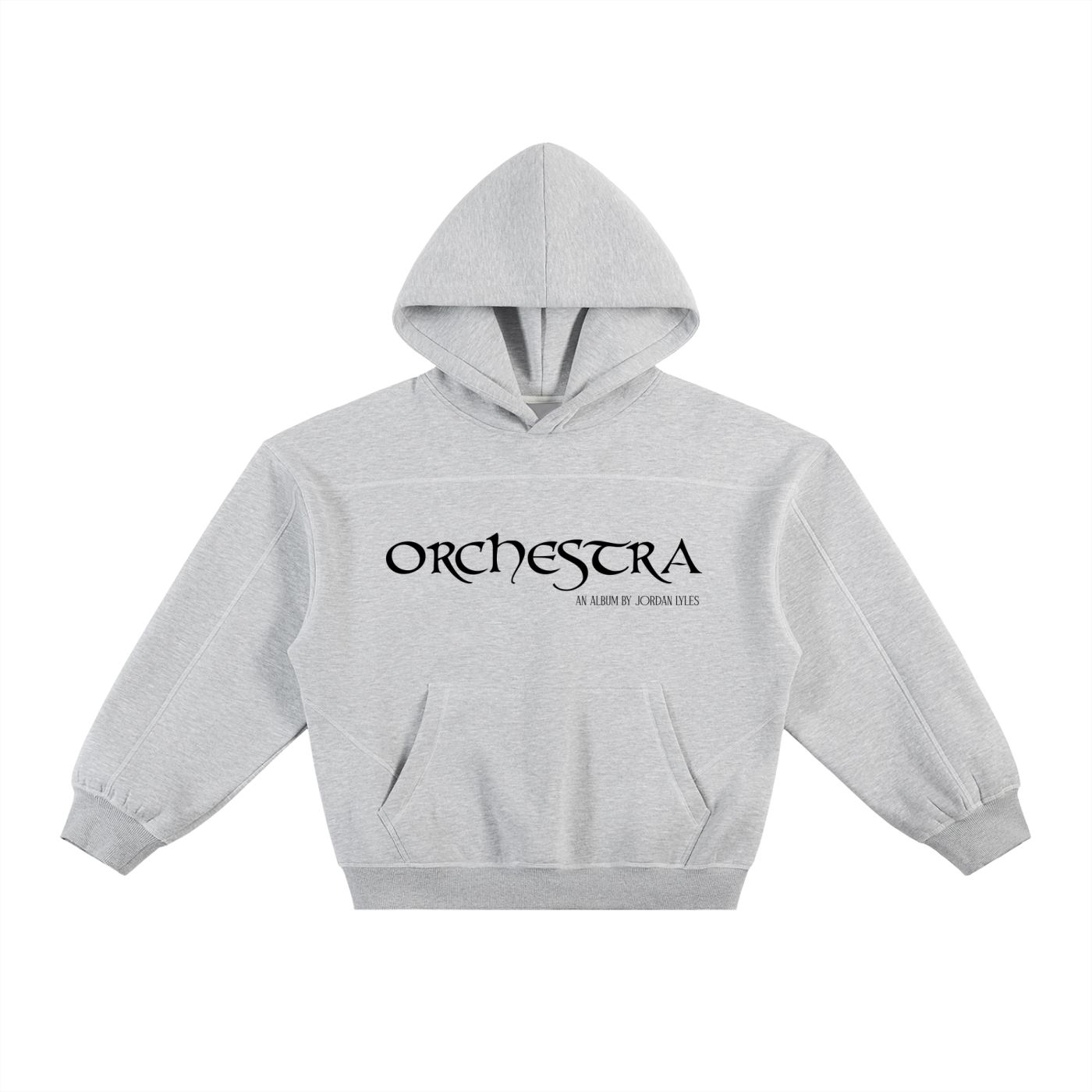 Orchestra Grey Contrast-Stitched Boxy Fleece Hoodie